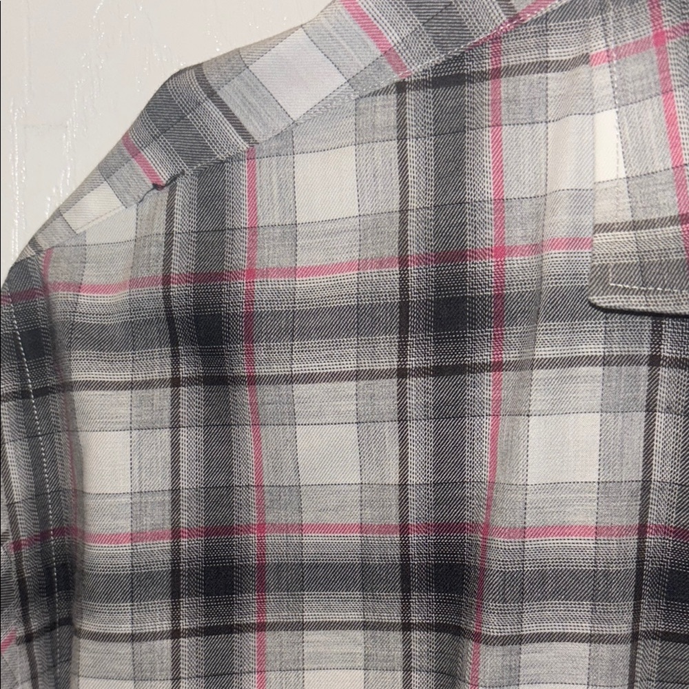 Thomas Dean Men's Plaid Shirt - Gray and Pink - Picture 4 of 7